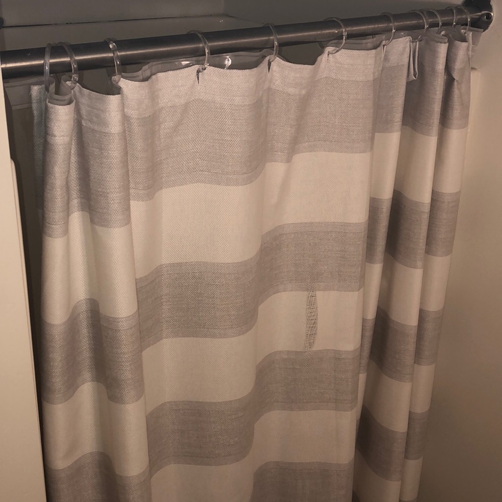 bathroom curtain- white and grey